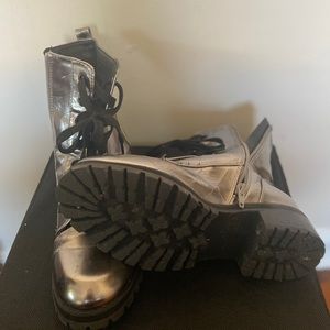 Cute Metallic Ankle Zip Boot